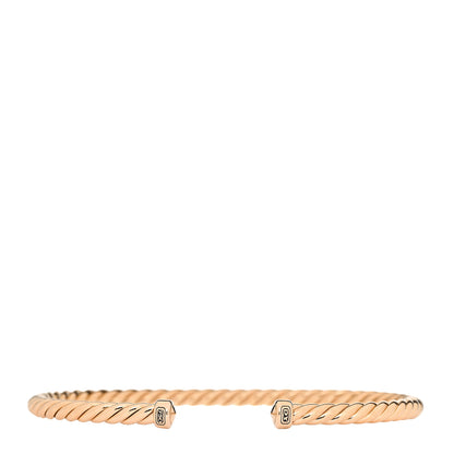 David Yurman 18K Rose Gold 4mm Cable Classics Cuff Bracelet 1 of 6