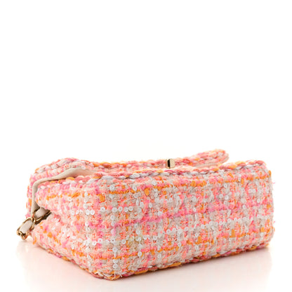 Chanel Tweed Braid Sequin Mini Flap White Pink Orange 4 of 11