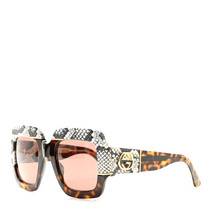 Gucci Snakeskin Acetate Square Sunglasses GG0484S Havana 1 of 6