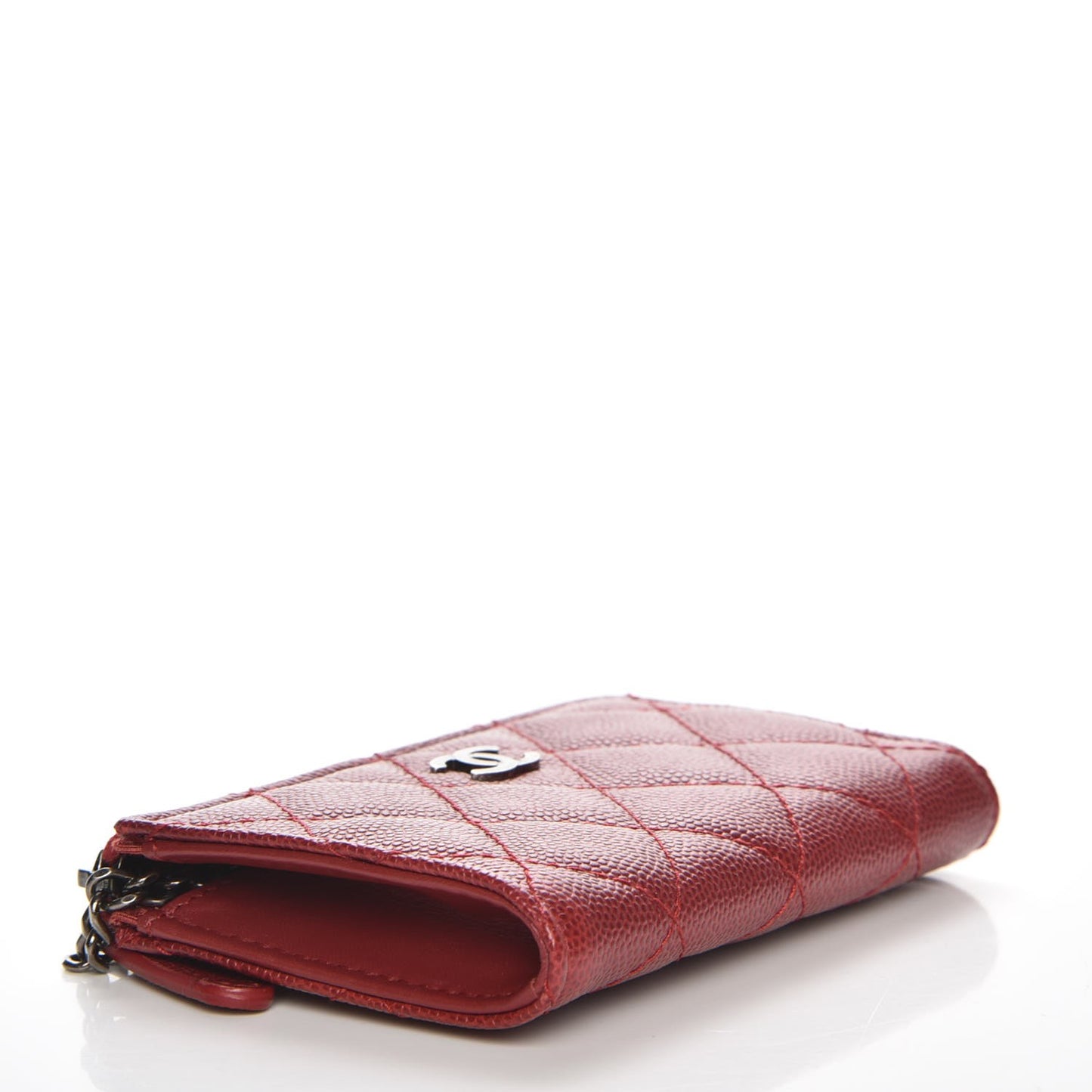 Caviar Quilted Key Holder Case Red