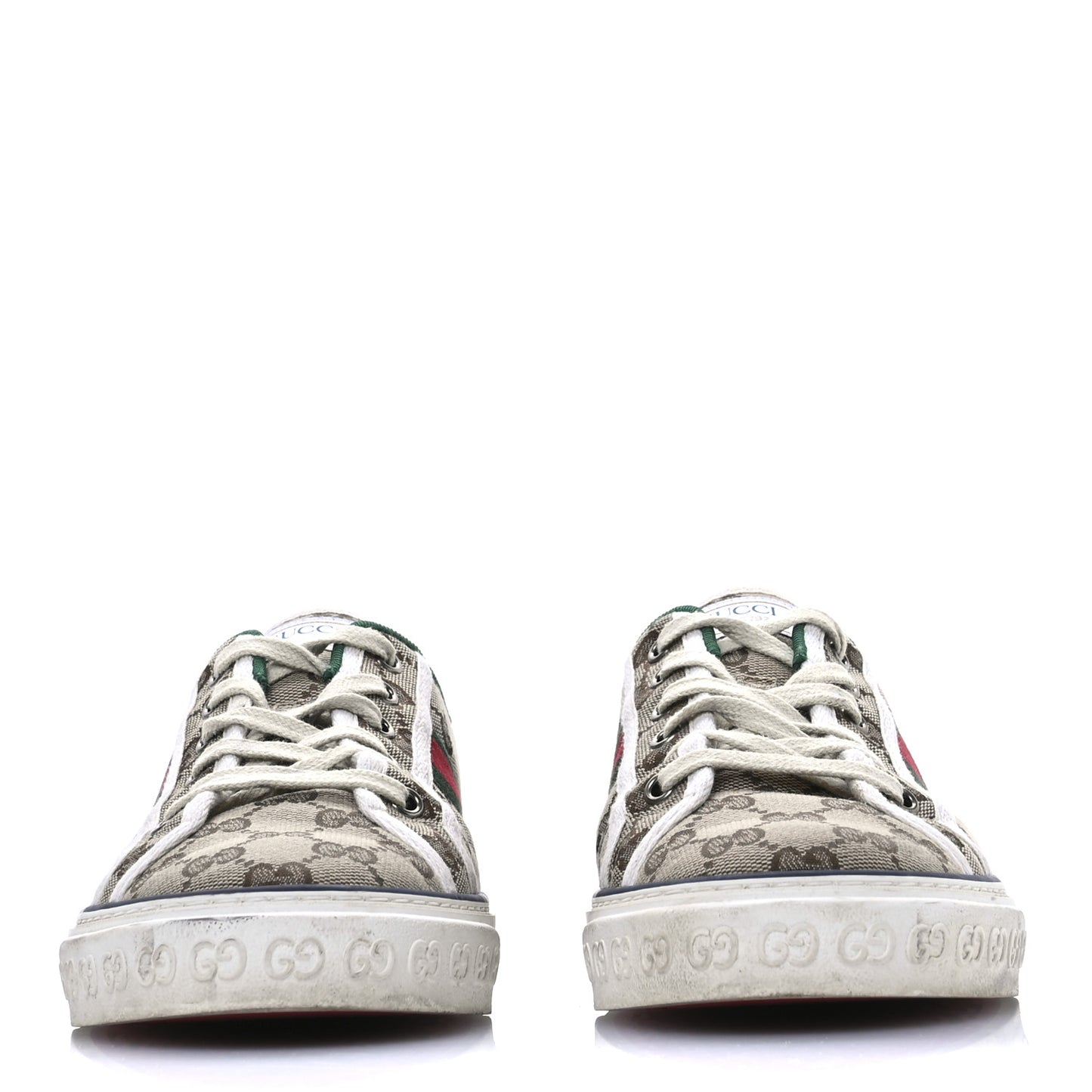 GG Monogram Web Womens 1977 Tennis Sneakers 41 Beige Ebony Mystic White