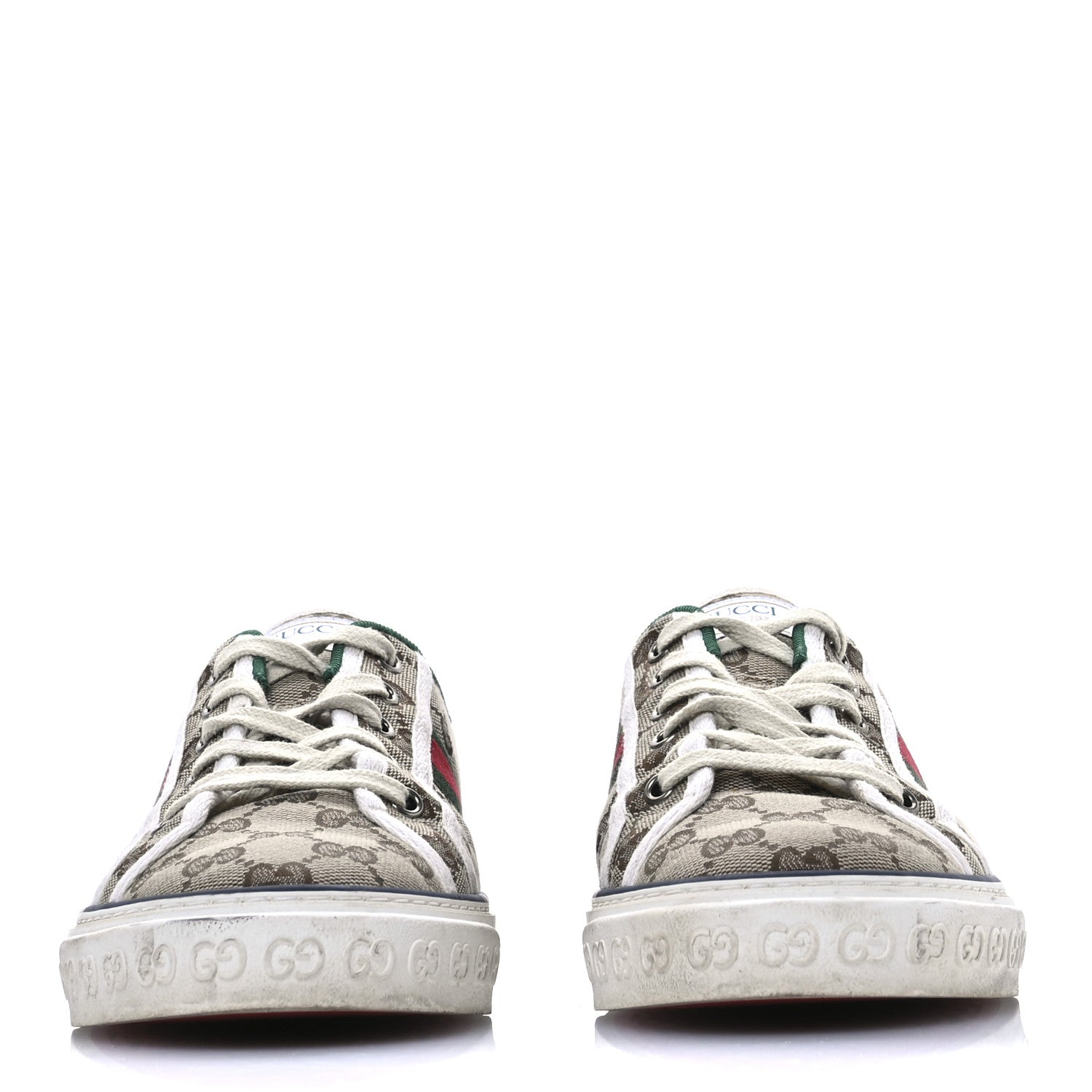 Gucci GG Monogram Web Womens 1977 Tennis Sneakers 41 Beige Ebony Mystic White 3 of 10