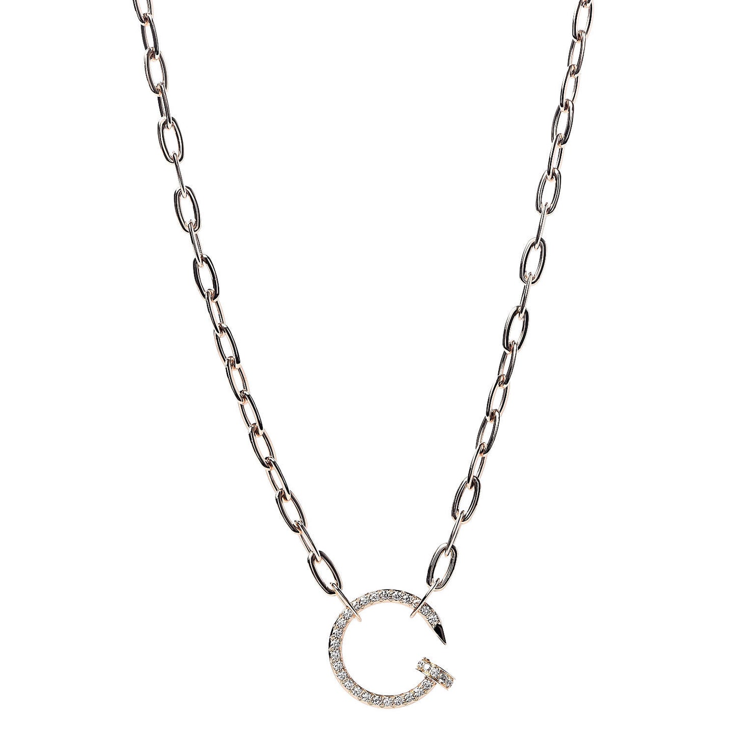18K Pink Gold Diamond Juste Un Clou Chain Necklace