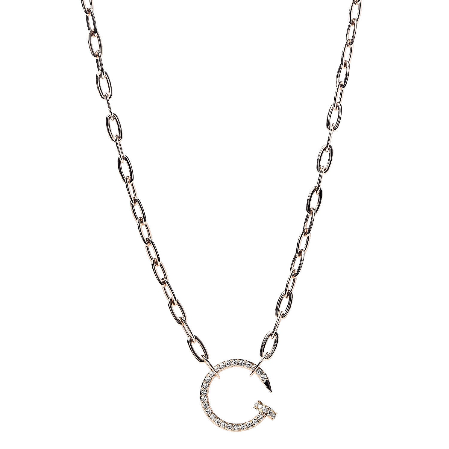 Cartier 18K Pink Gold Diamond Juste Un Clou Chain Necklace 1 of 6