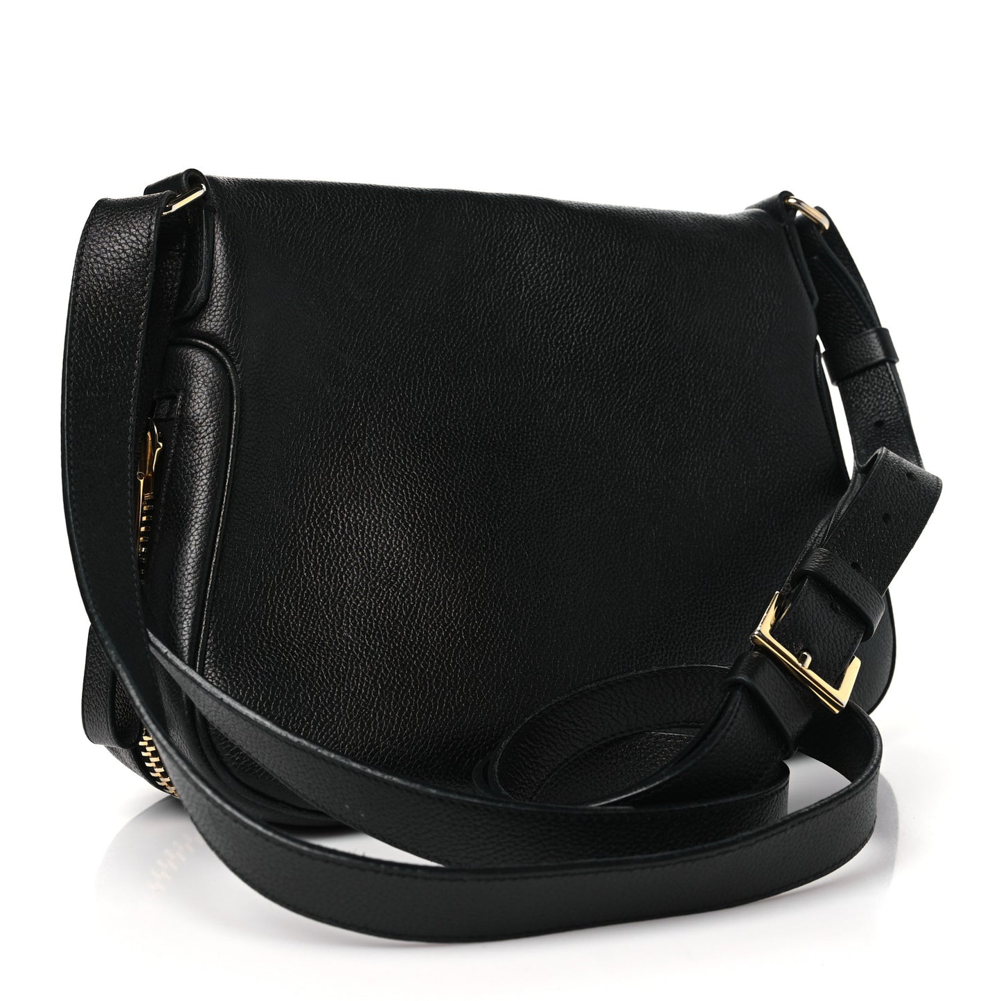 Grained Calfskin Medium Jennifer Crossbody Bag Black