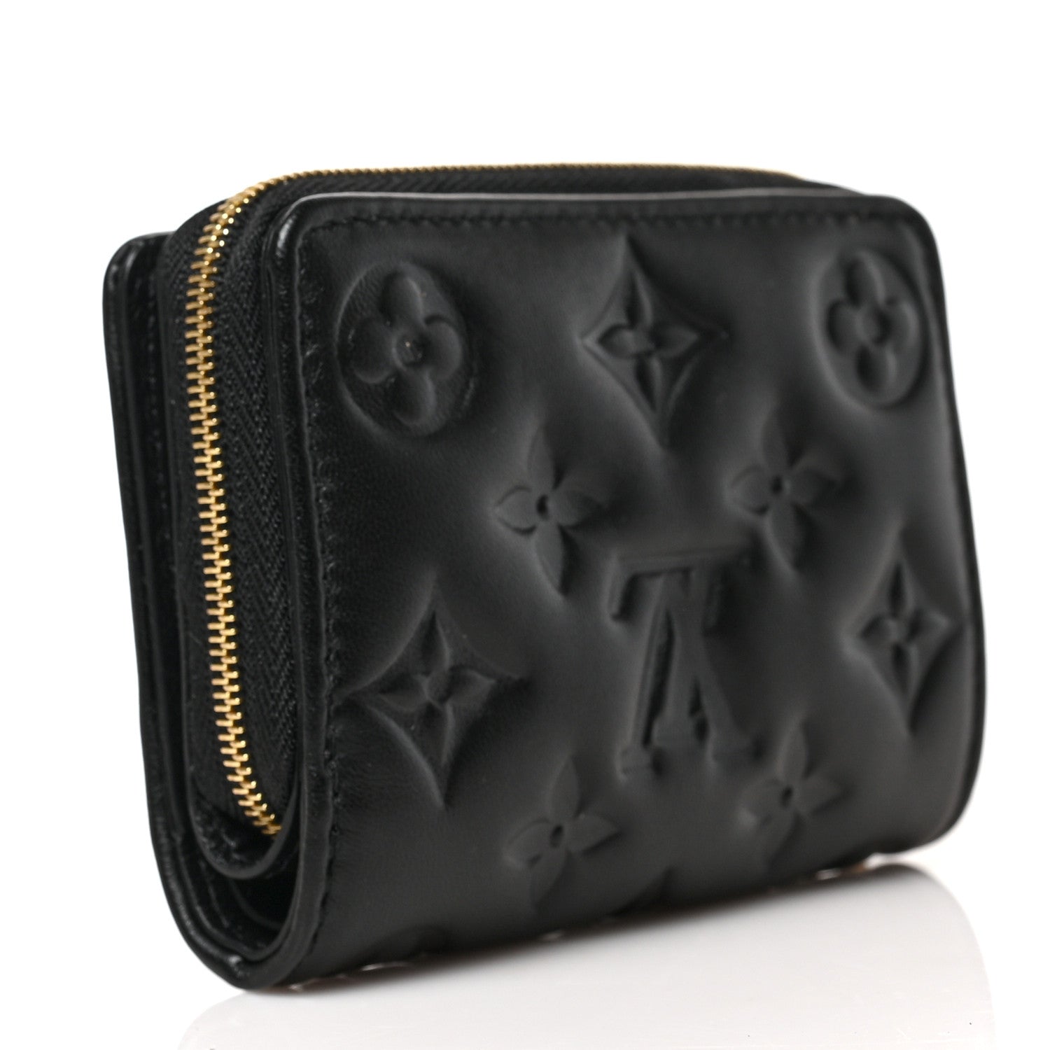 Louis Vuitton Lambskin Embossed Monogram Lou Coussin Wallet Black 2 of 6