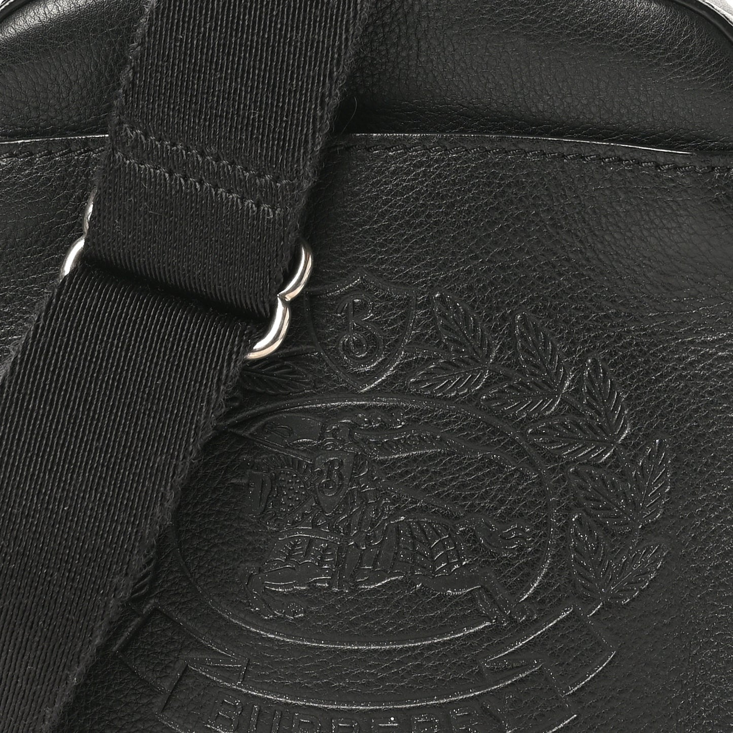 Pebbled  Calfskin Embossed Thornton Messenger Bag Black