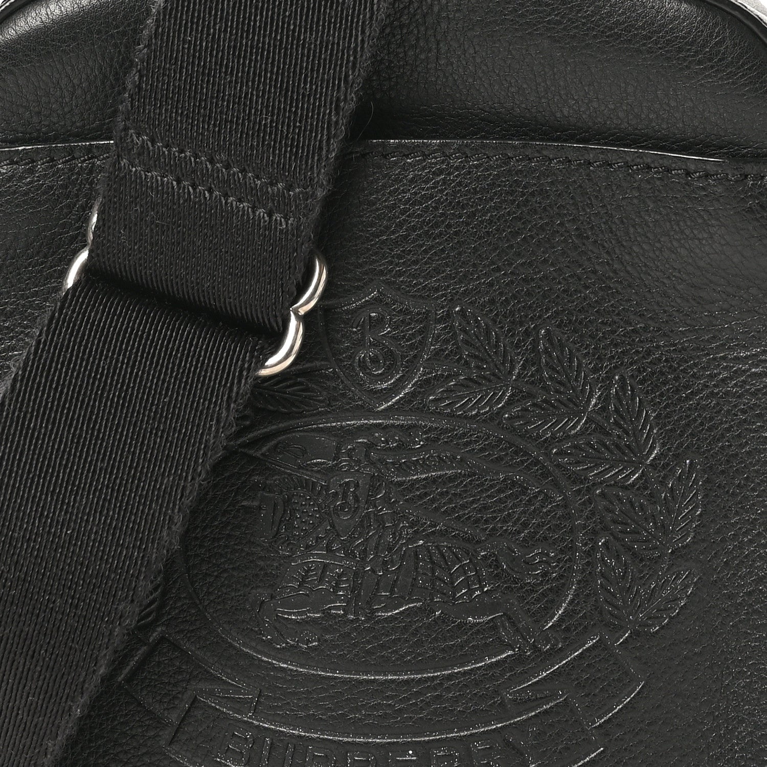 Burberry Pebbled  Calfskin Embossed Thornton Messenger Bag Black 7 of 10