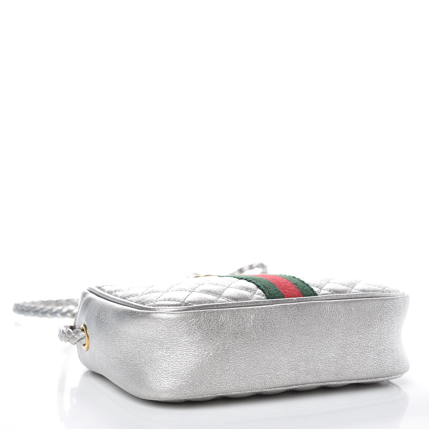 Gucci Laminated Nappa Web Trapuntata Mini GG Shoulder Bag Argento 4 of 9