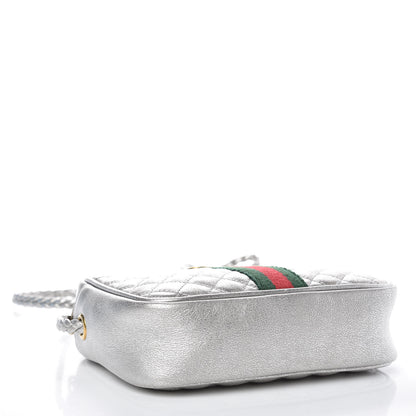 Gucci Laminated Nappa Web Trapuntata Mini GG Shoulder Bag Argento 4 of 9