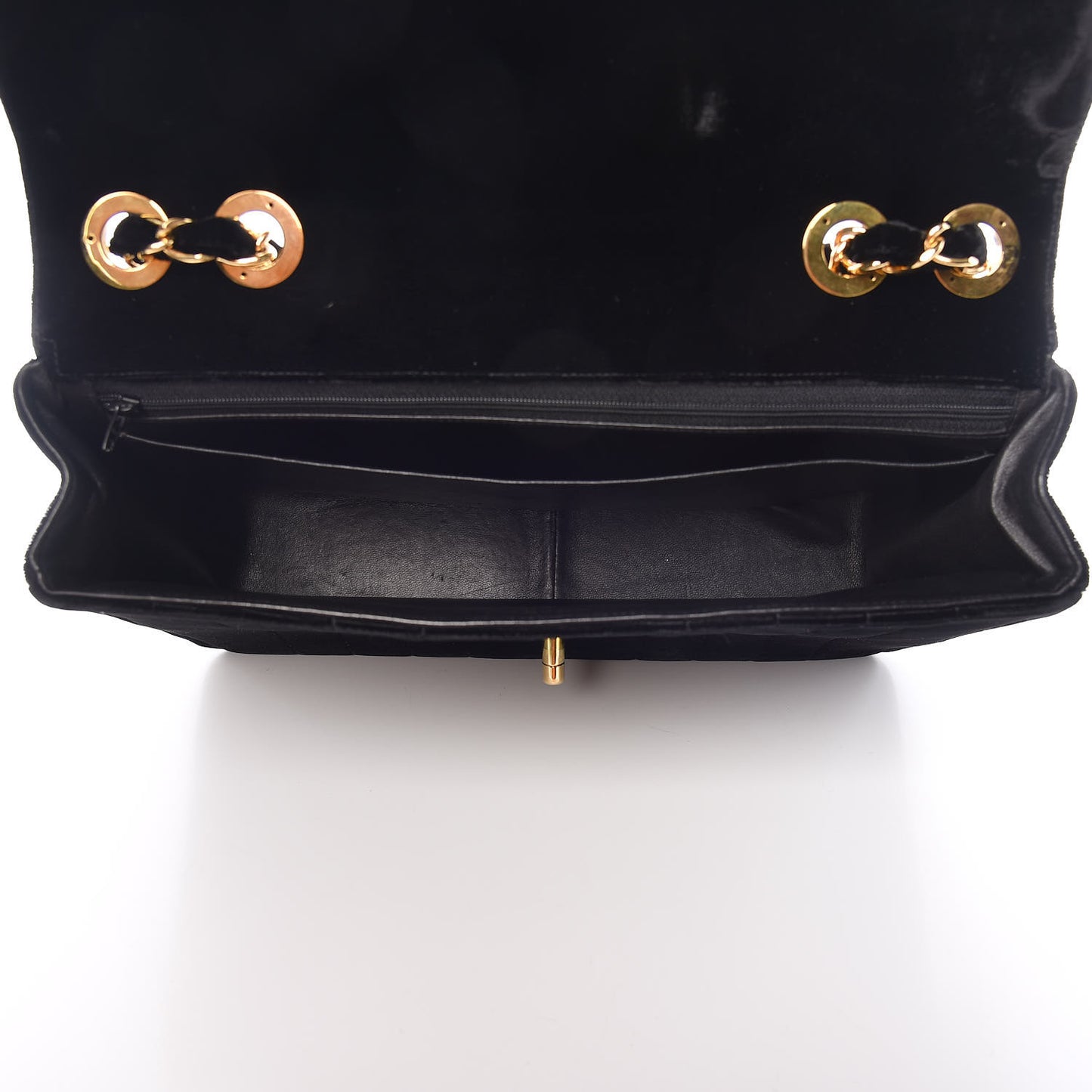 Velvet Vertical Quilted Jumbo Single Flap Black