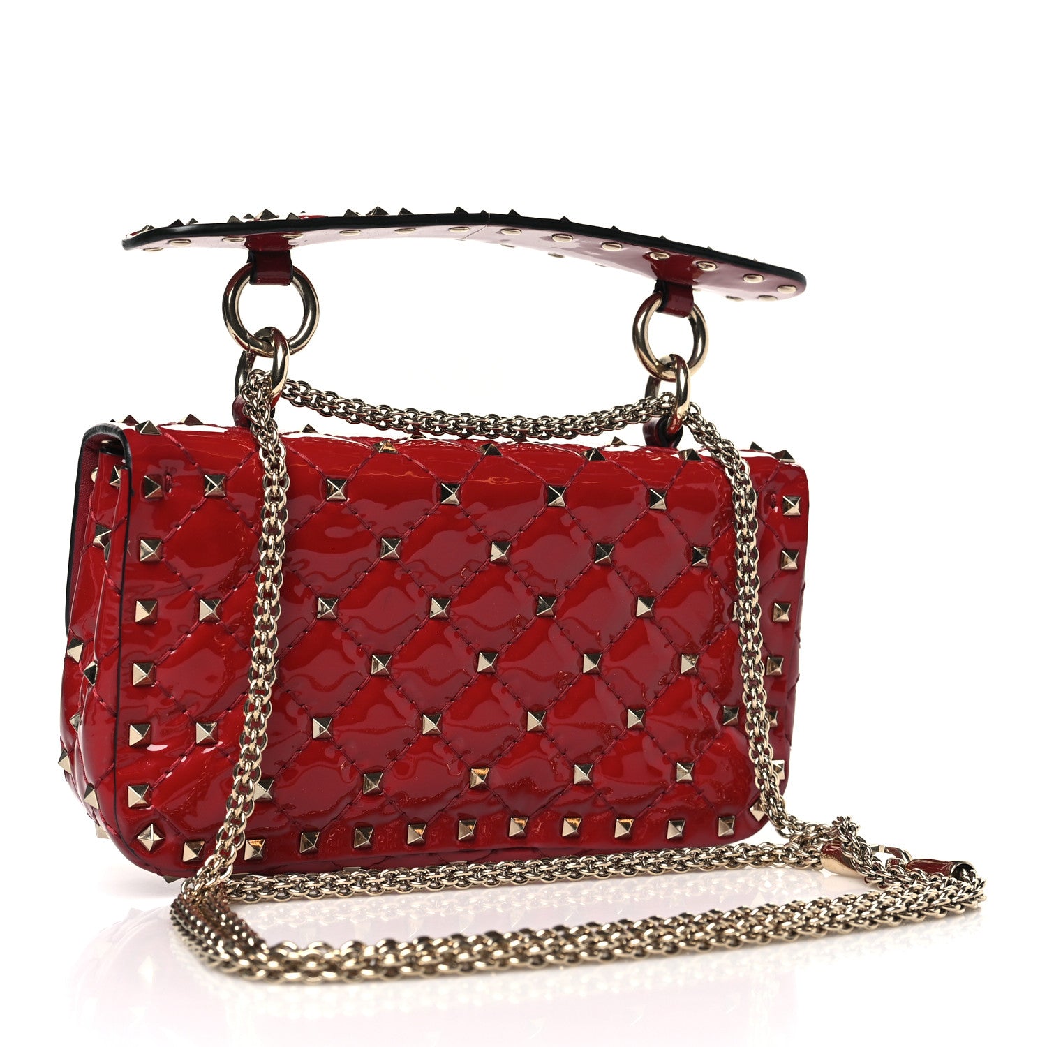 Valentino Garavani Patent Small Rockstud Spike Shoulder Bag Rosso Valentino 3 of 8