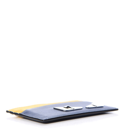 Fendi Vitello Century Bi-Color Metal Monster Eyes Card Holder True Blue Sunflower 4 of 9