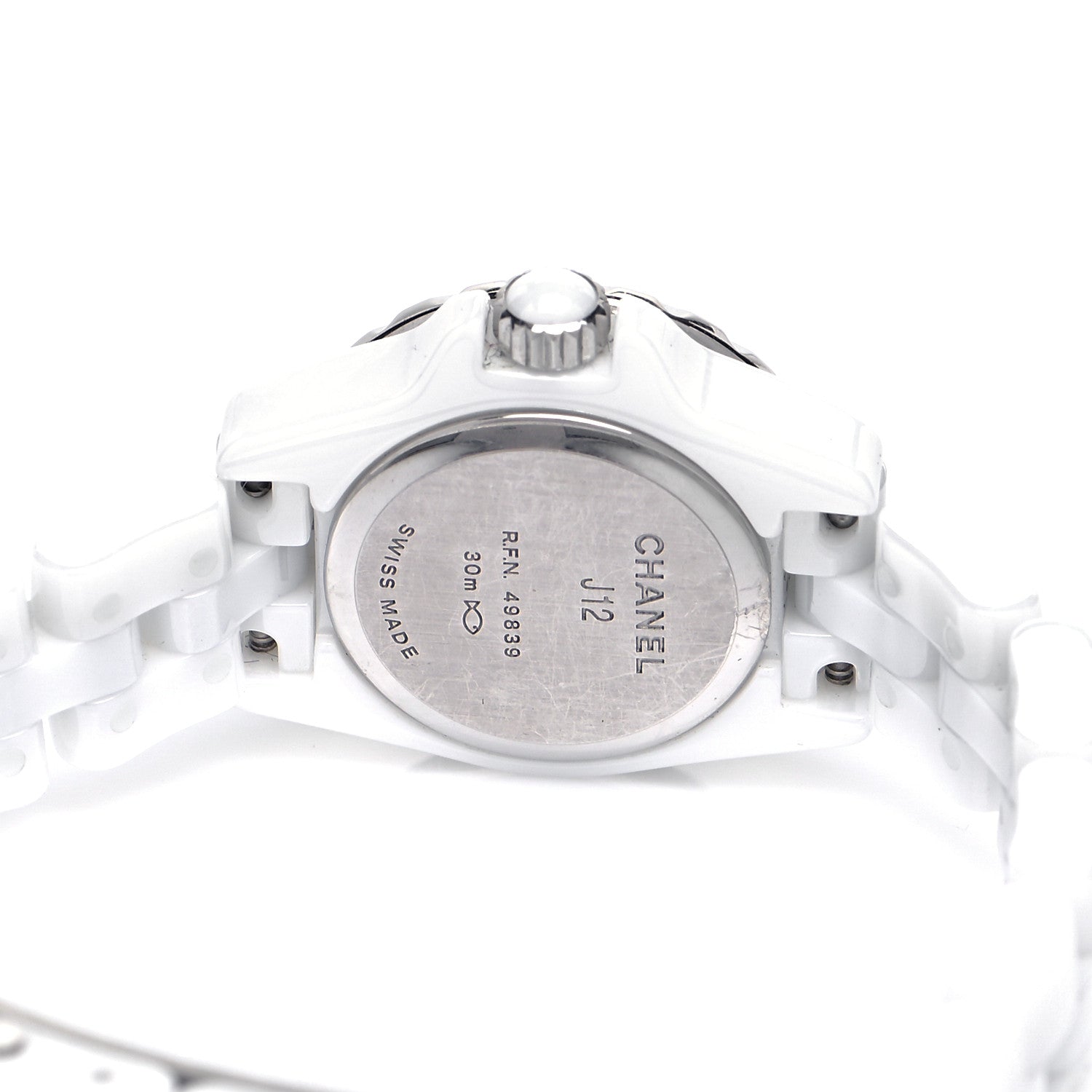 Chanel Stainless Steel Ceramic Diamond Bezel 20mm J12 Quartz Watch White 4 of 4