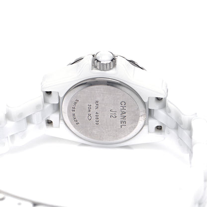 Chanel Stainless Steel Ceramic Diamond Bezel 20mm J12 Quartz Watch White 4 of 4