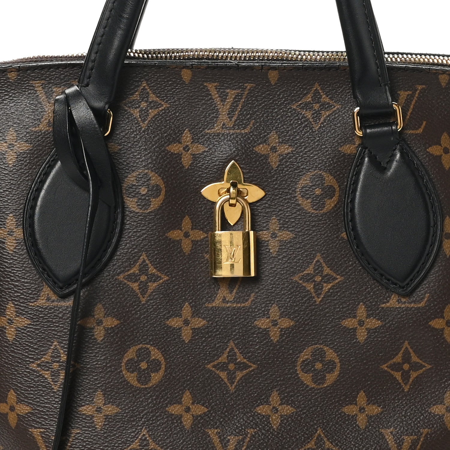 Louis Vuitton Monogram Flower Zipped Tote MM Black 7 of 11