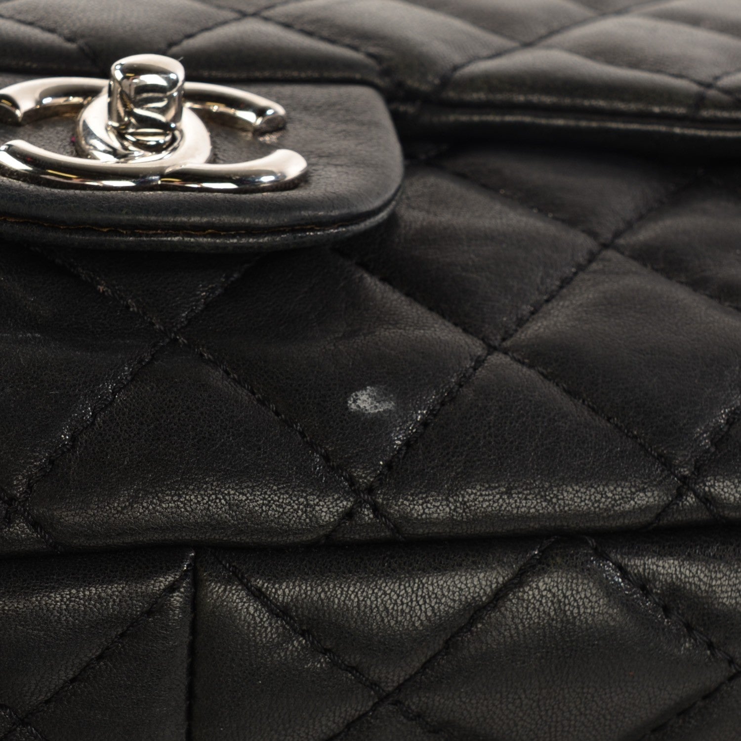Chanel Washed Lambskin Quilted Jumbo Single Flap Bijoux Chain Black 9 of 9