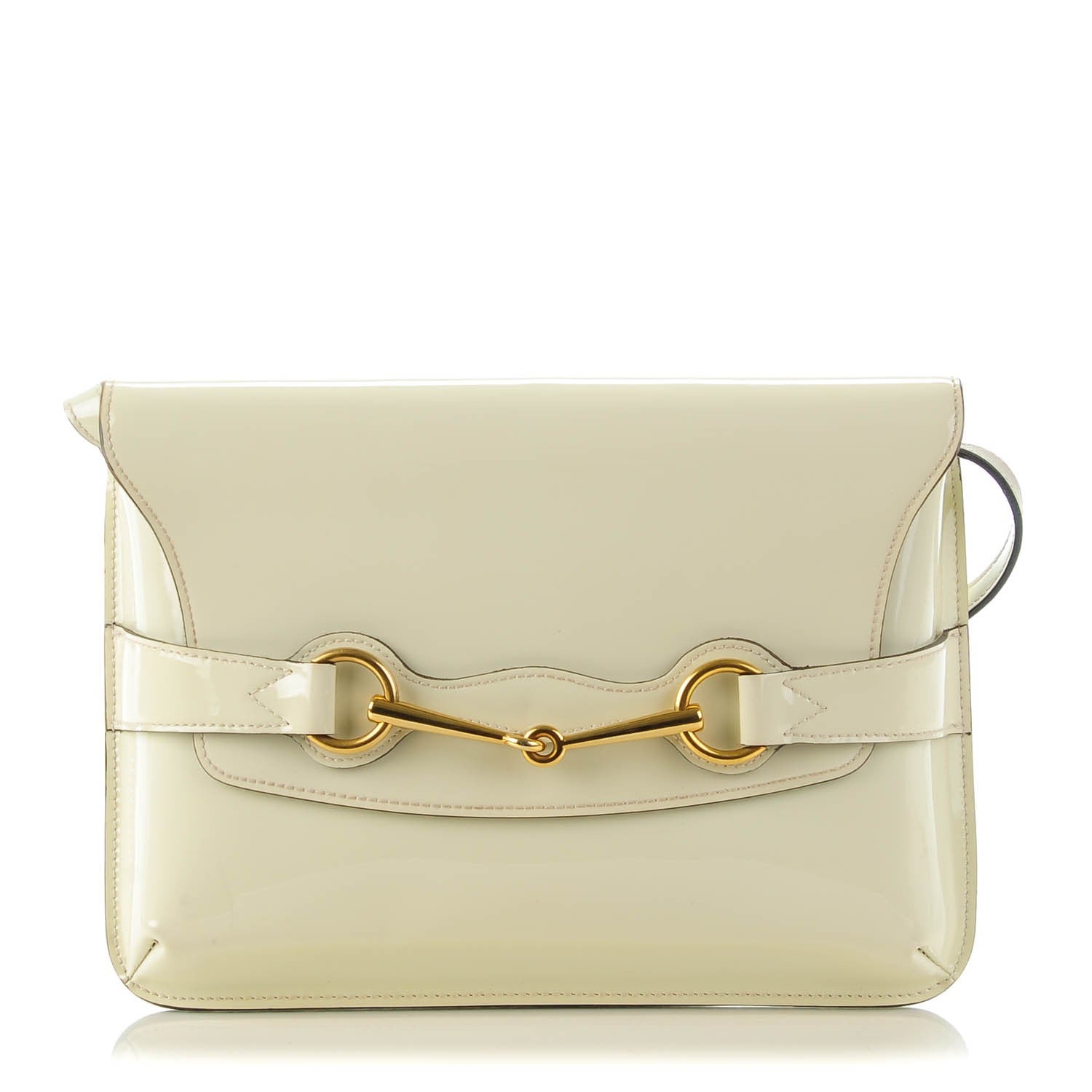 Gucci Patent Large Bright Bit Shoulder Bag White 1 of 9