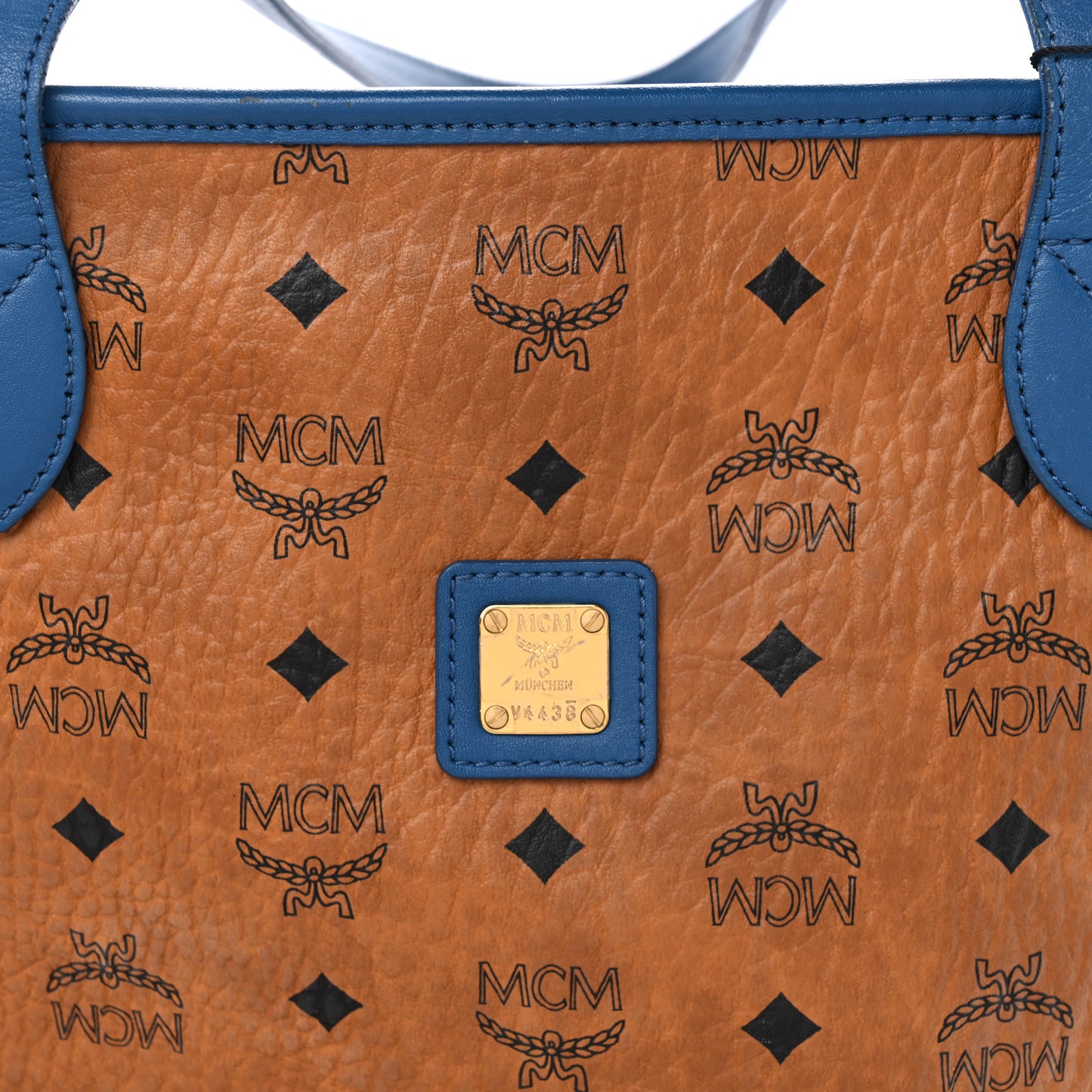 Visetos Medium Reversible Shopper Tote Cognac Blue