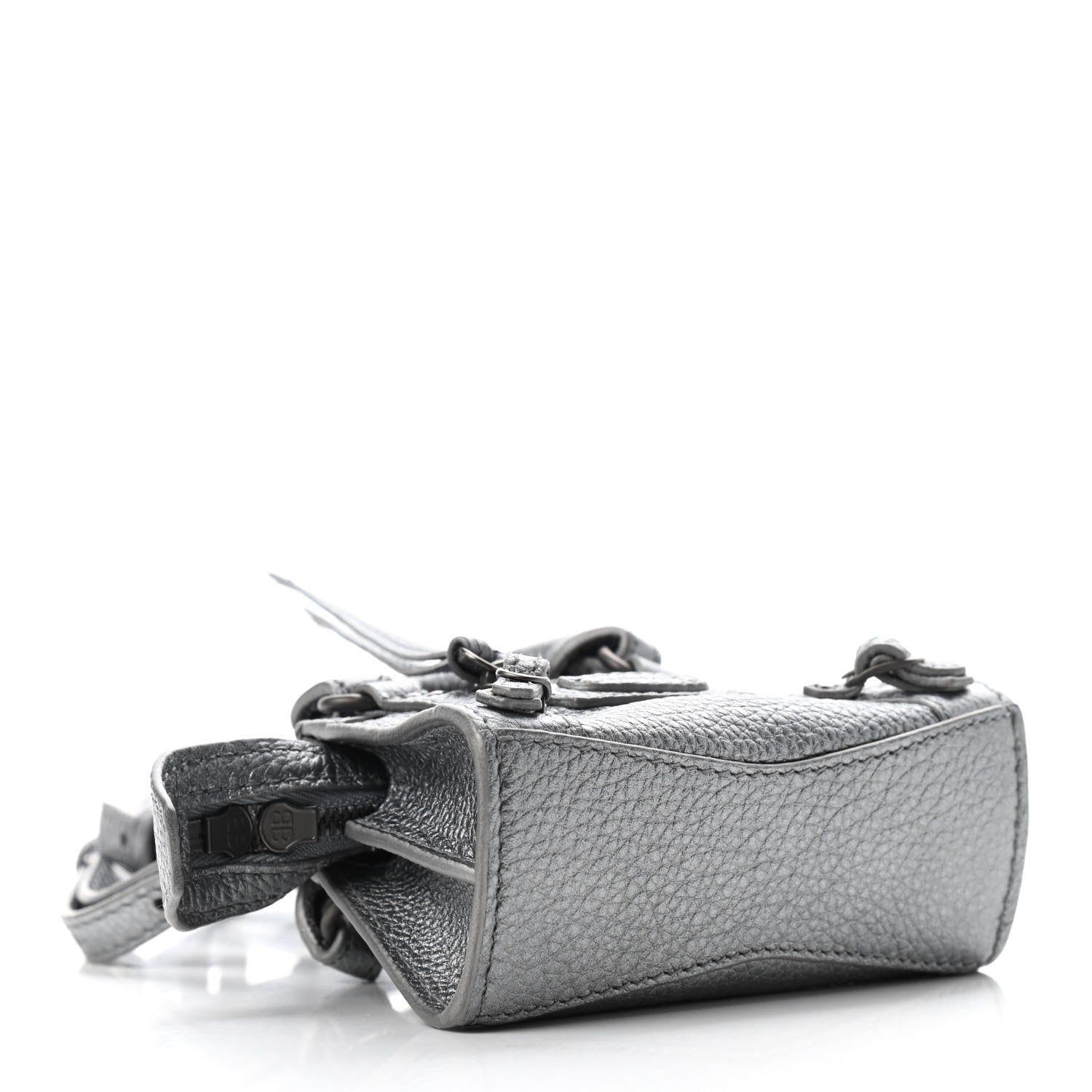 Balenciaga Metallic Grained Calfskin Neo Classic Hardware Super Nano City Crossbody Silver 4 of 9