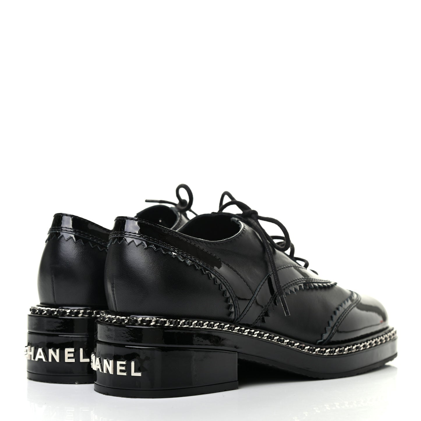 Lambskin Patent Calfskin CC Brogue Lace Up Oxfords 36 Black