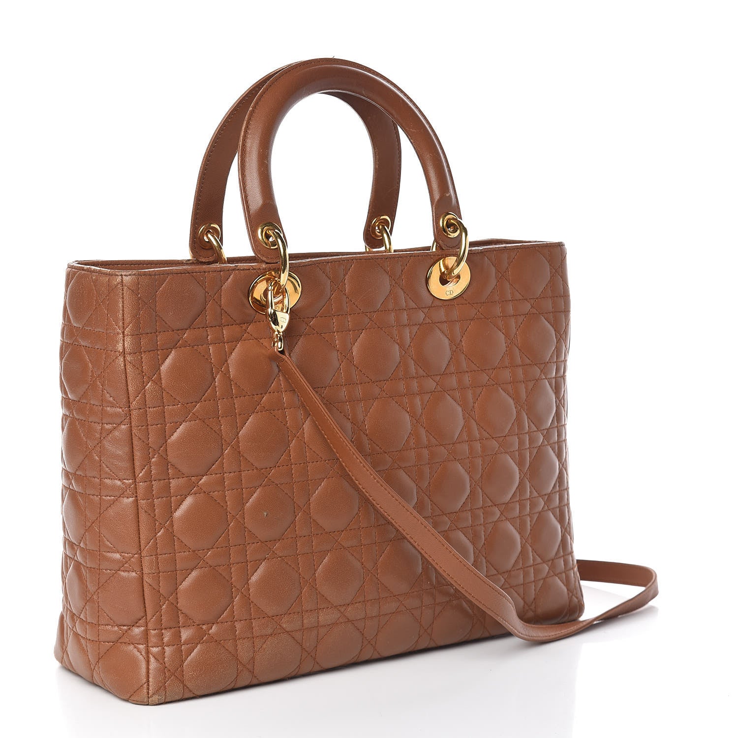 Christian Dior Lambskin Cannage Large Lady Dior Tan 3 of 33