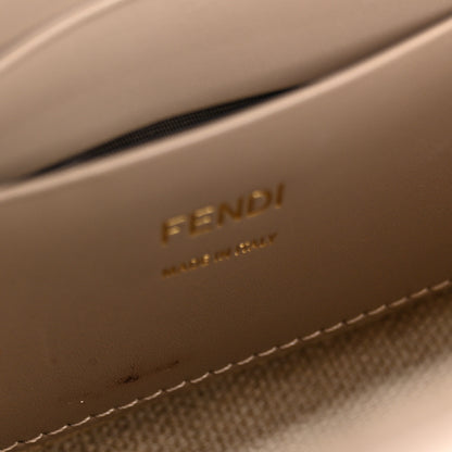 Fendi Canvas Vitello King Seta FF Embroidered Mini Baguette Matcha Milk Dove 11 of 12