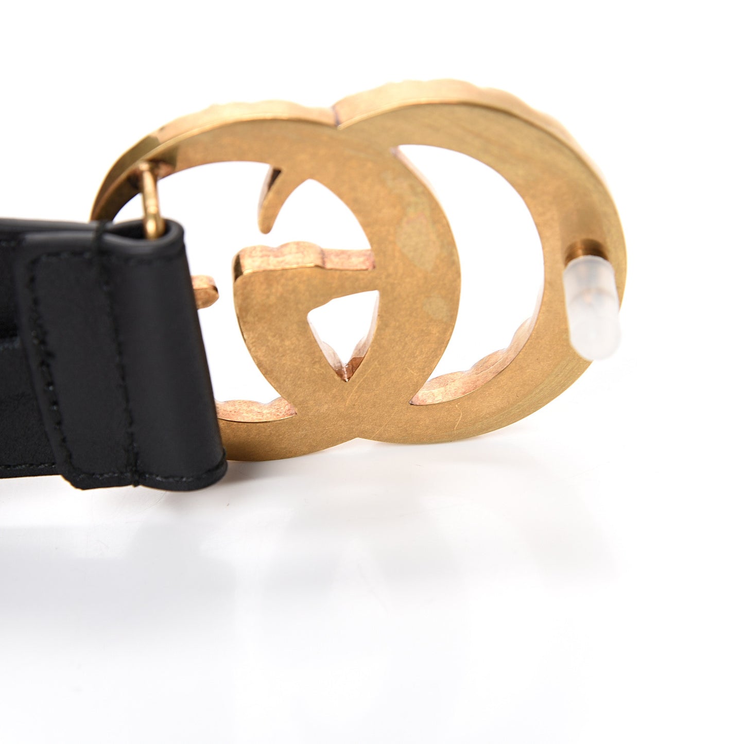 Moon Calfskin Pearl Double G 40mm Belt 85 34 Black Cream