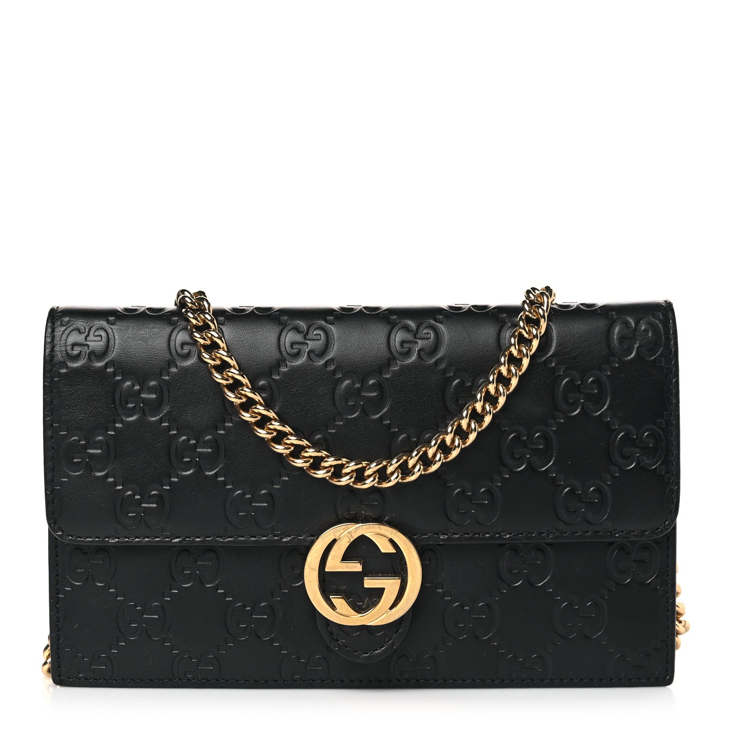 Gucci Guccissima Icon Chain Wallet Black 1 of 9