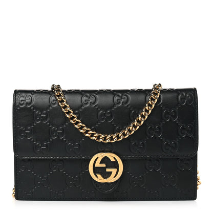 Gucci Guccissima Icon Chain Wallet Black 1 of 9