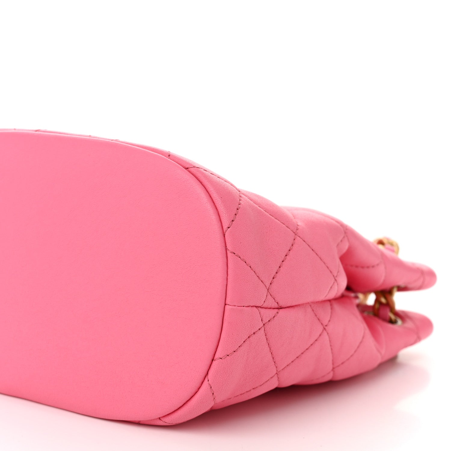 Chanel Lambskin Quilted Chaine Lettre Small Bucket Bag Pink 10 of 10
