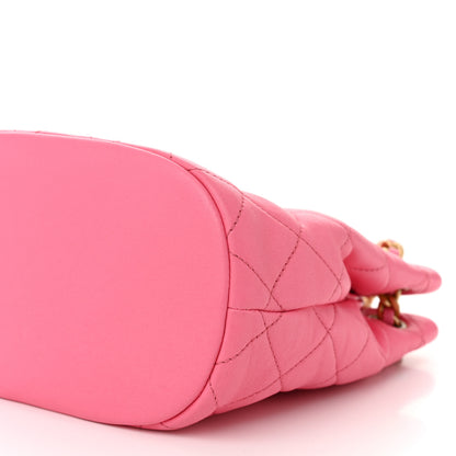 Chanel Lambskin Quilted Chaine Lettre Small Bucket Bag Pink 10 of 10