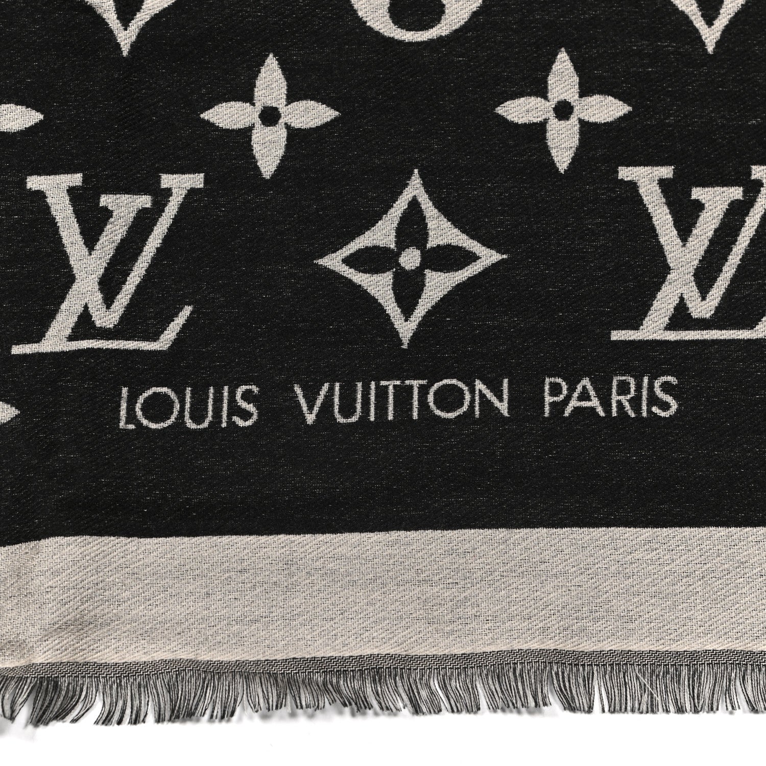 Louis Vuitton Silk Wool Monogram Miss LV Stole Black 4 of 4