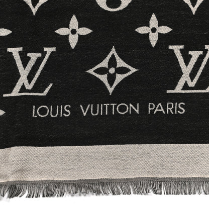 Louis Vuitton Silk Wool Monogram Miss LV Stole Black 4 of 4
