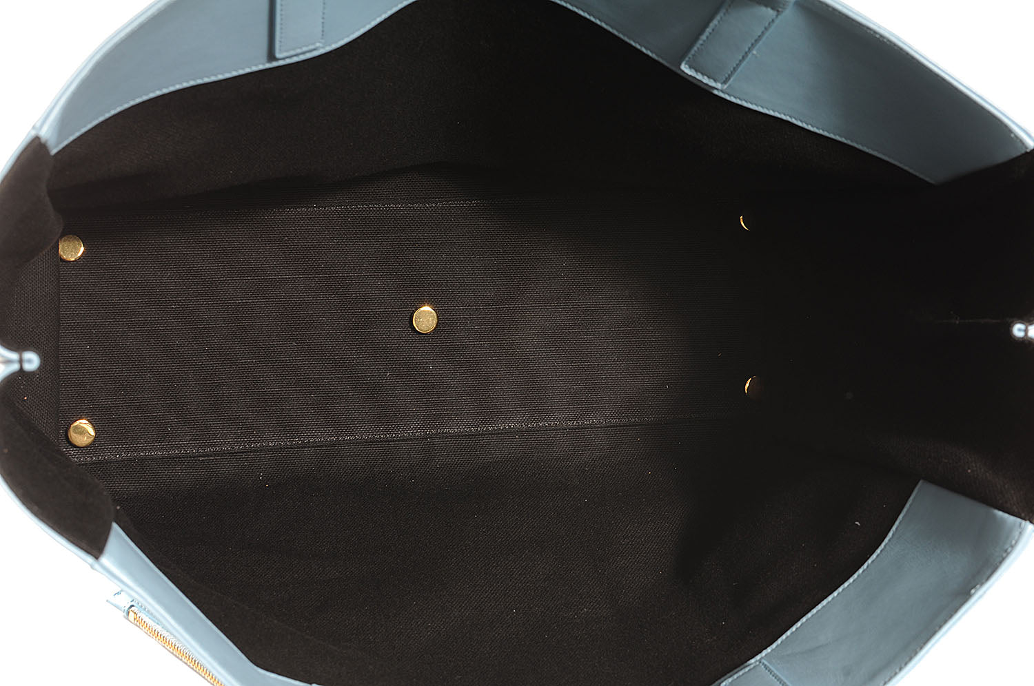 Saint Laurent Leather Reversible Shopper Tote Sky Blue 7 of 9