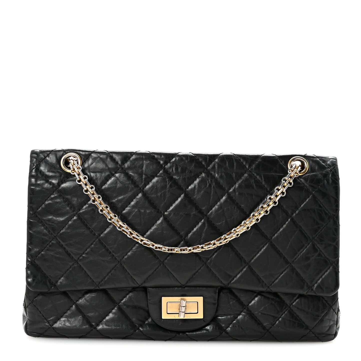 Aged Calfskin Quilted 2.55 Reissue 227 Flap Black