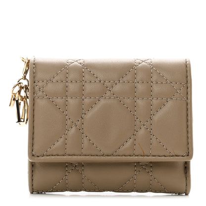 Christian Dior Lambskin Cannage Lady Dior Lotus Wallet Warm Taupe 1 of 9