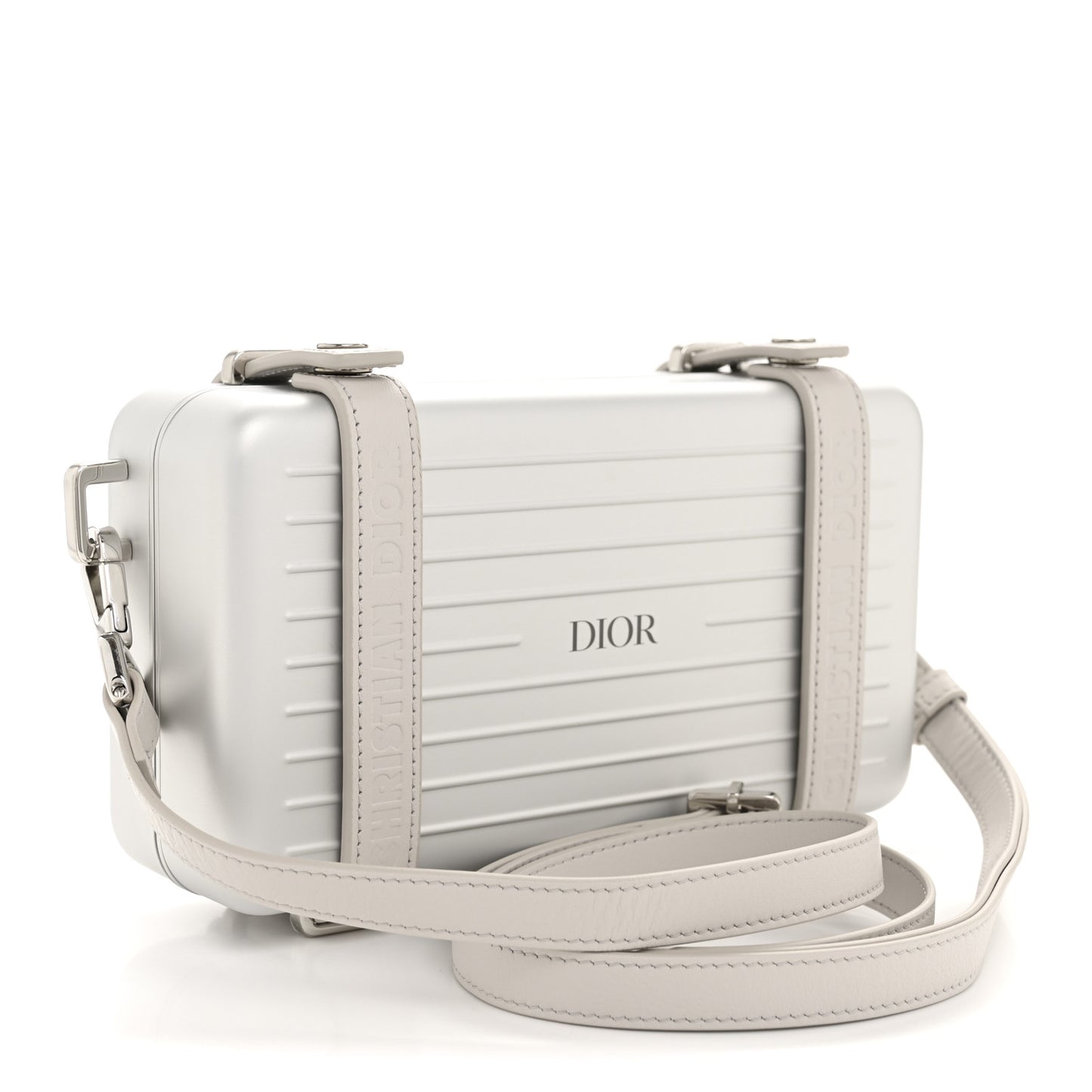 X RIMOWA Aluminum Personal Clutch On Strap Silver