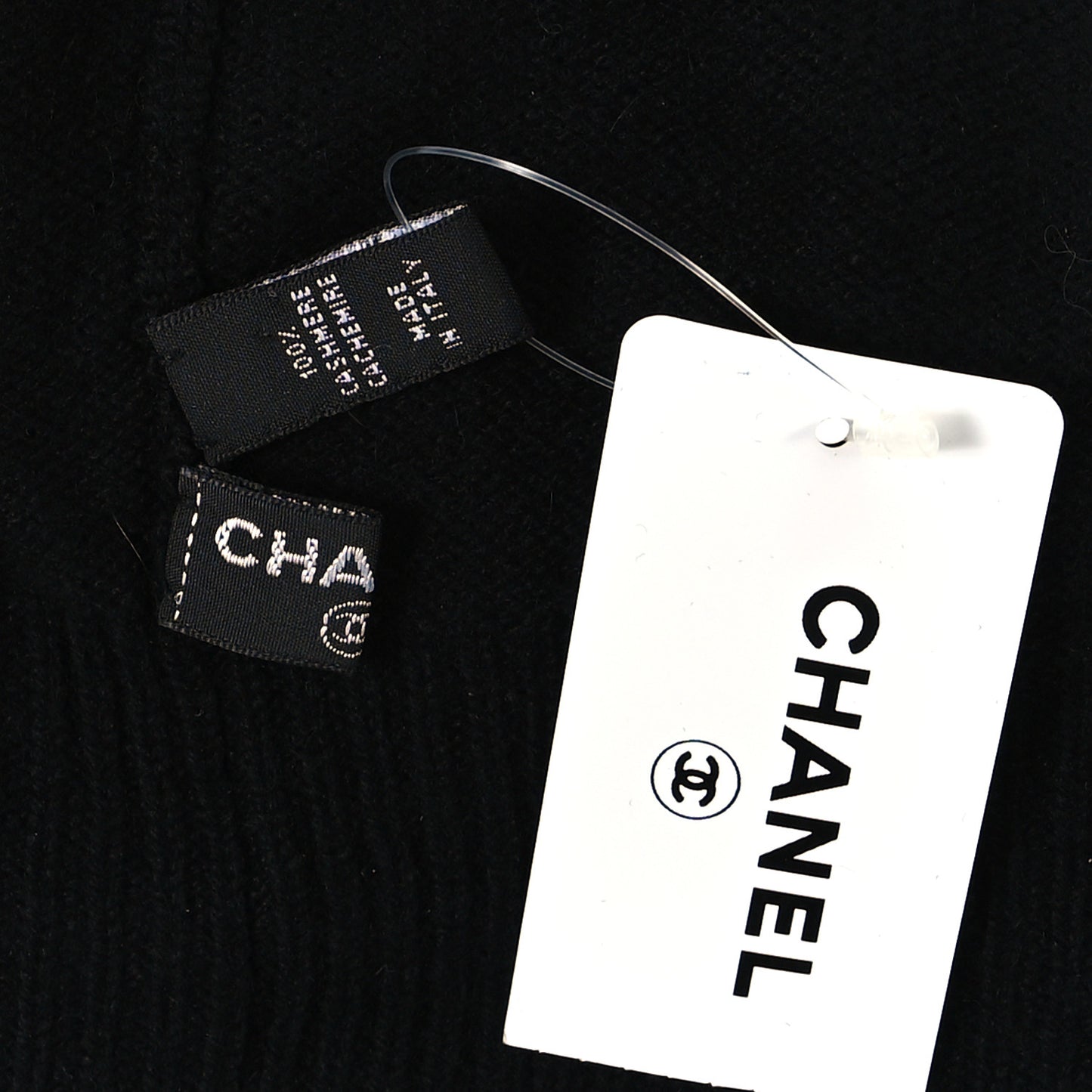 Cashmere Chain CC Beanie Hat Black