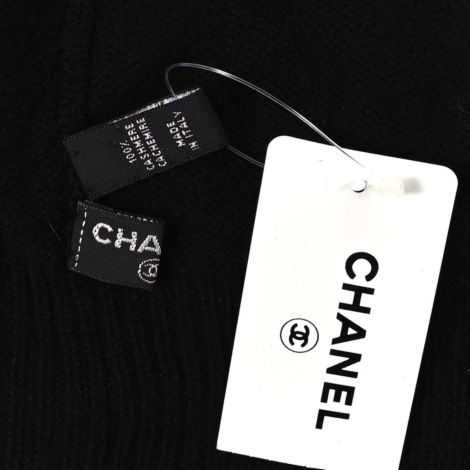 Chanel Cashmere Chain CC Beanie Hat Black 4 of 4