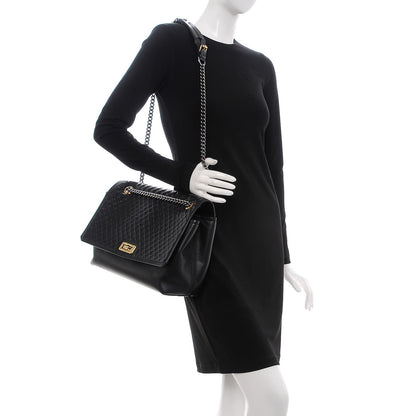 Lanvin Hammered Calfskin Large Happy Edgy Shoulder Bag Black 2 of 7