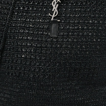 Saint Laurent Raffia Monogram Le 5 A 7 Medium Tote Black 8 of 10