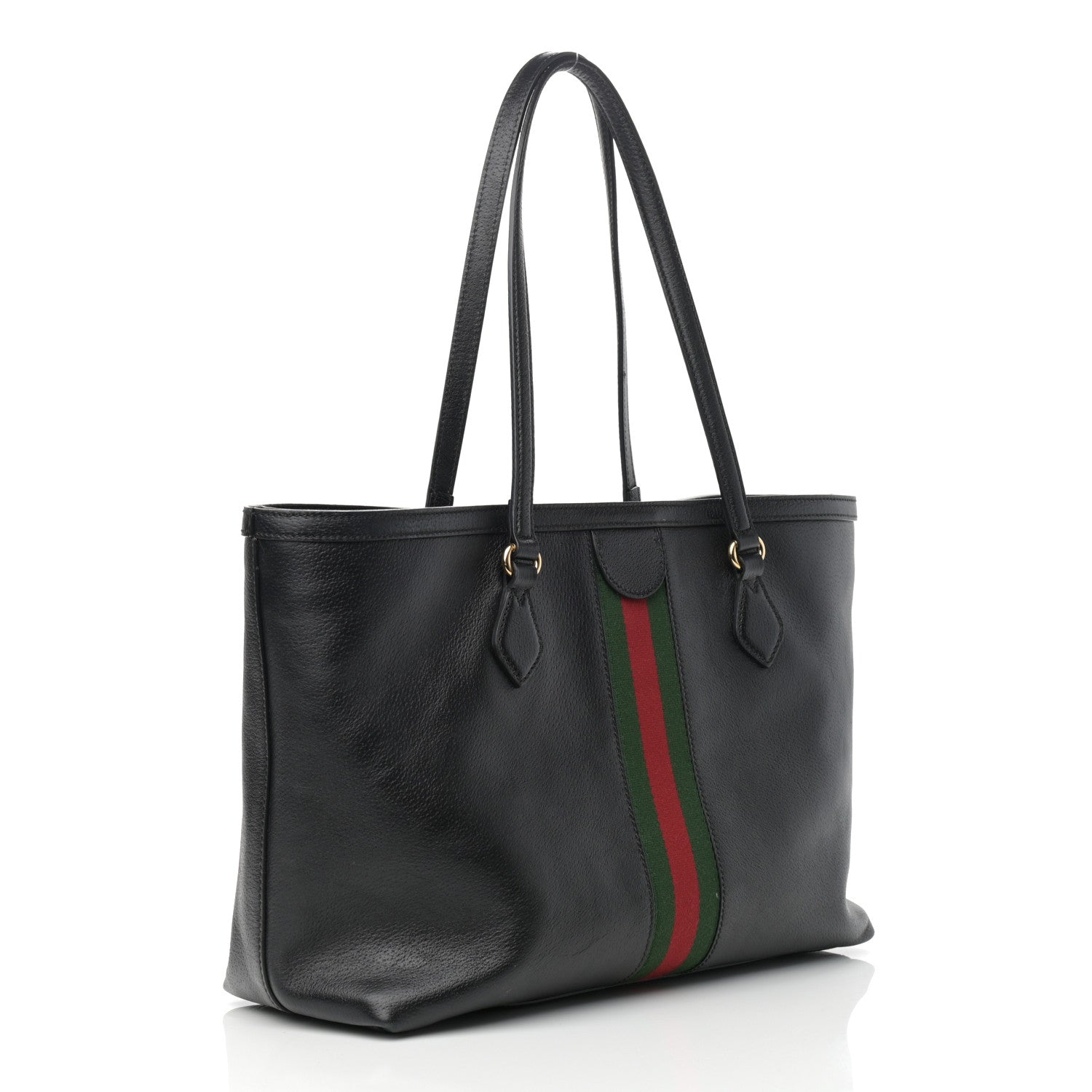 Gucci Textured Calfskin Web Medium Ophidia Shopping Tote Black 3 of 13