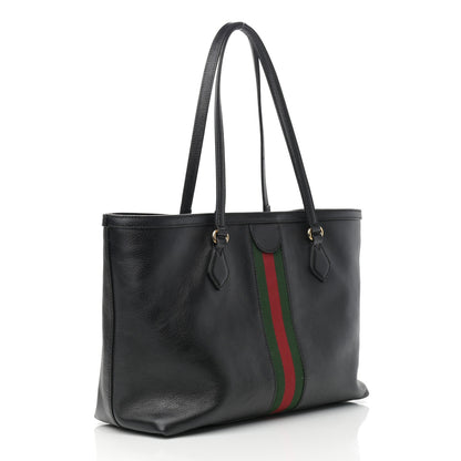 Gucci Textured Calfskin Web Medium Ophidia Shopping Tote Black 3 of 13