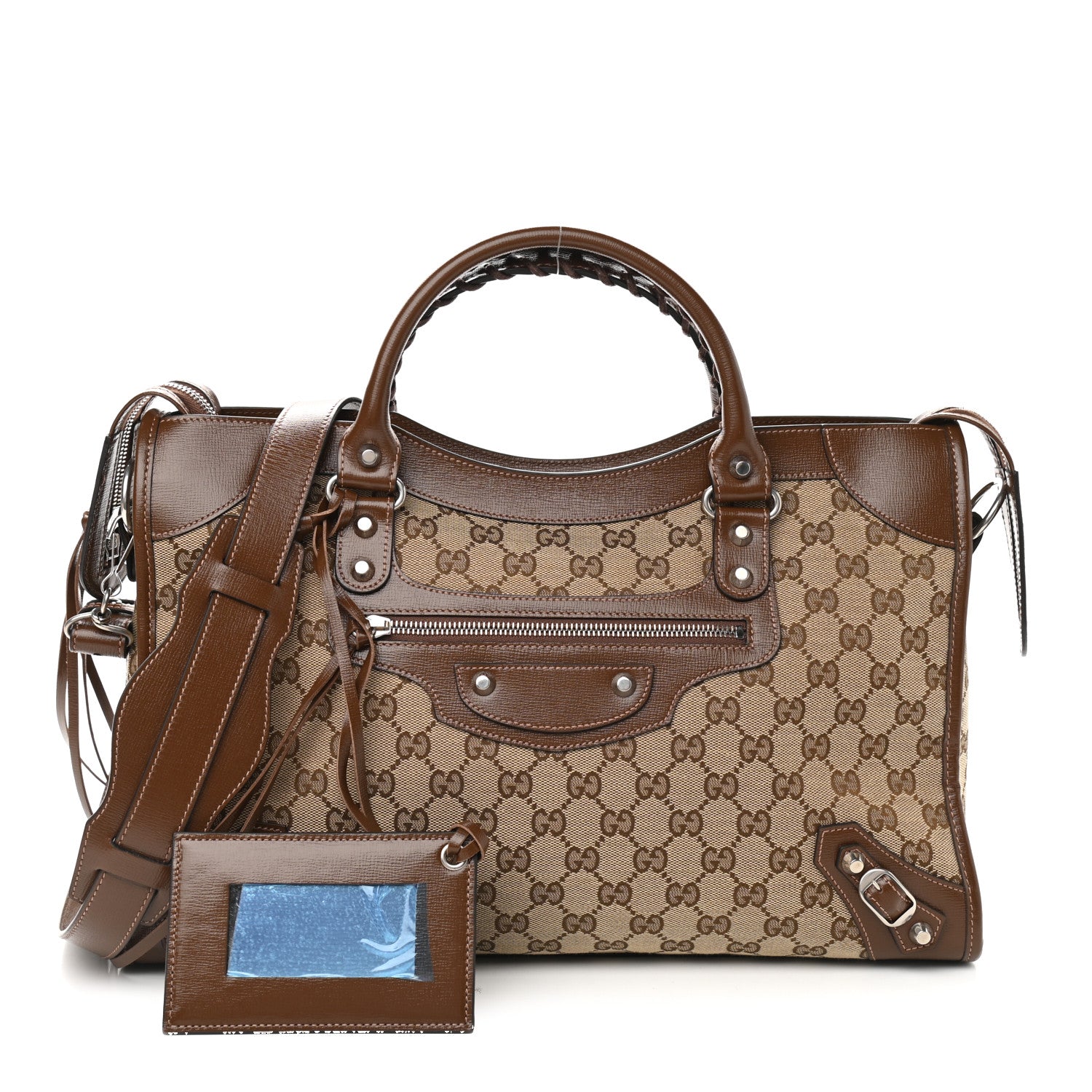 Balenciaga X GUCCI GG Monogram Azalea Calfskin Neo Classic Silver Hardware Medium City Beige Ebony Brown Sugar 1 of 10
