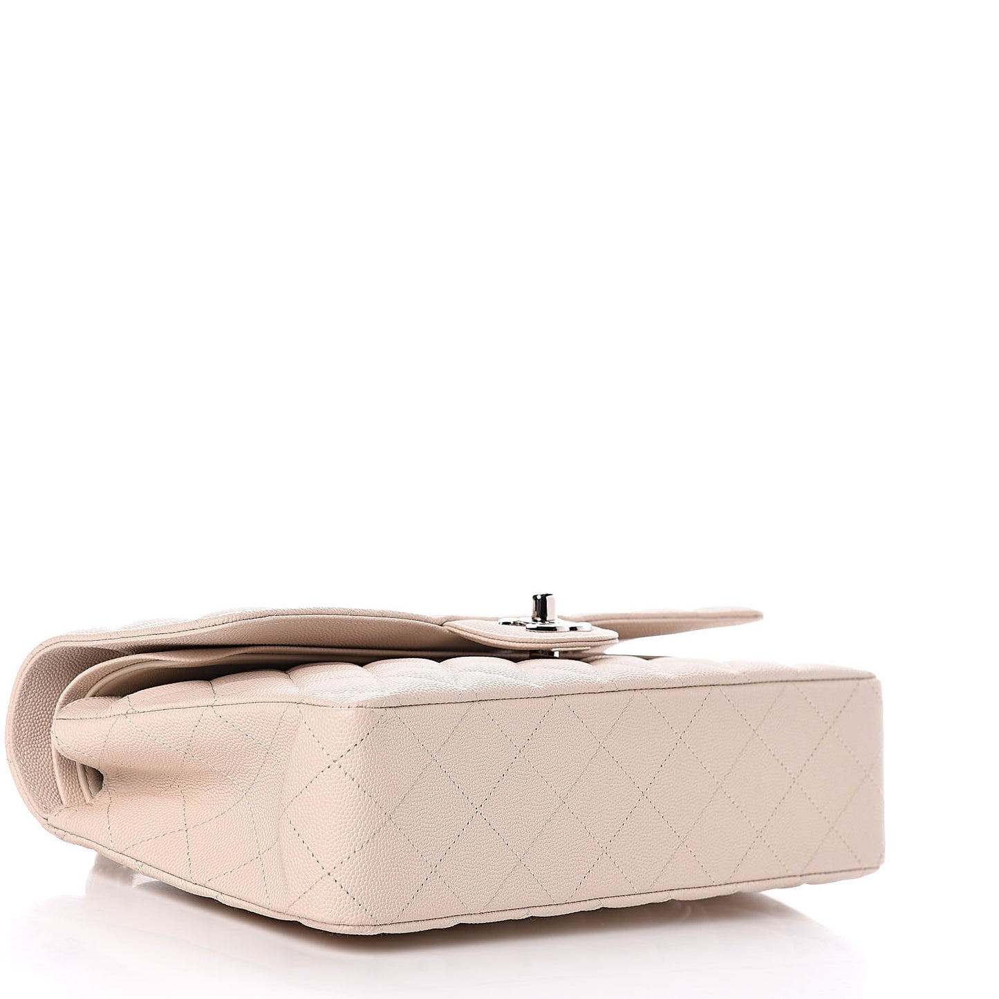 Caviar Quilted Medium Double Flap Light Beige