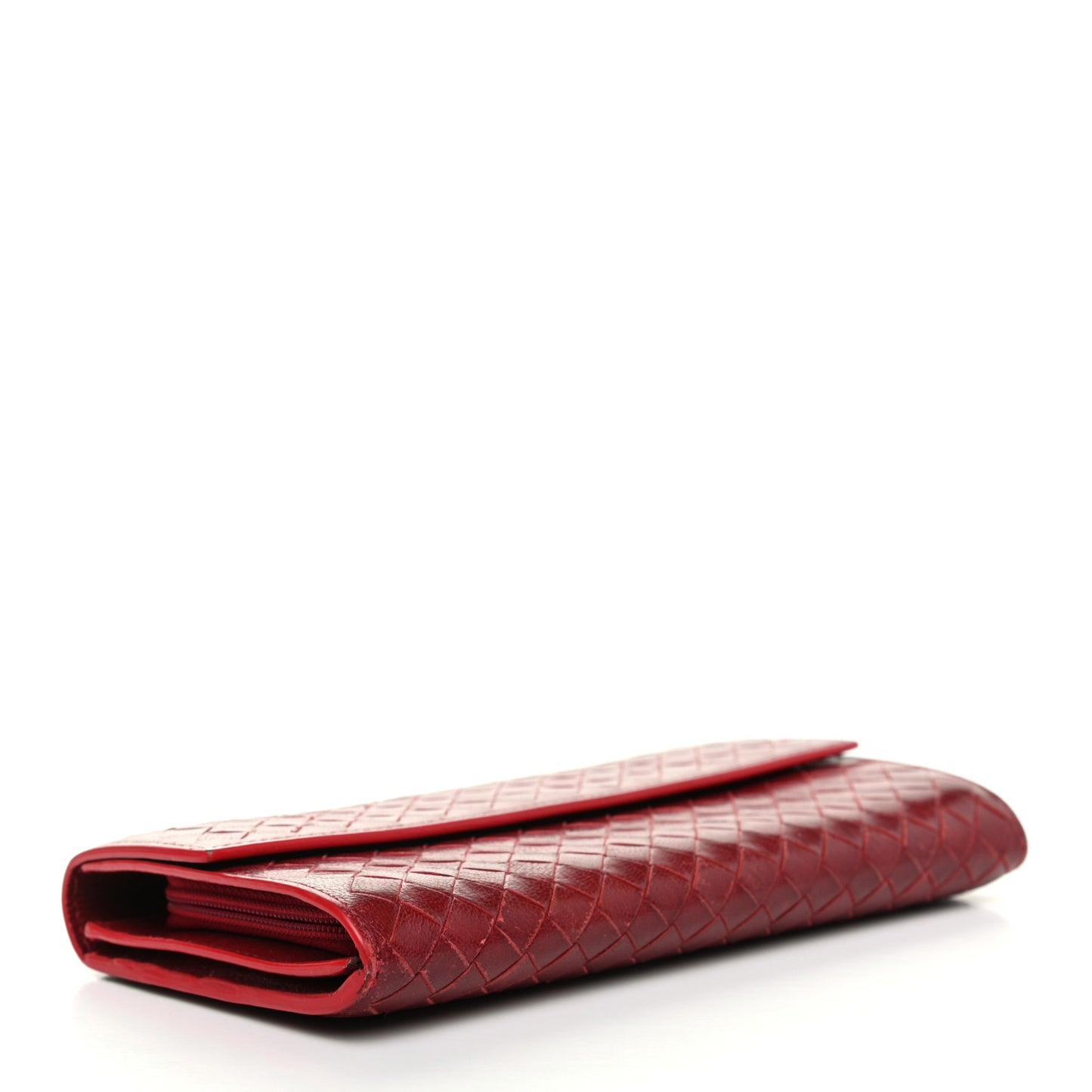 Nappa Intrecciato Continental Flap Wallet Cassis