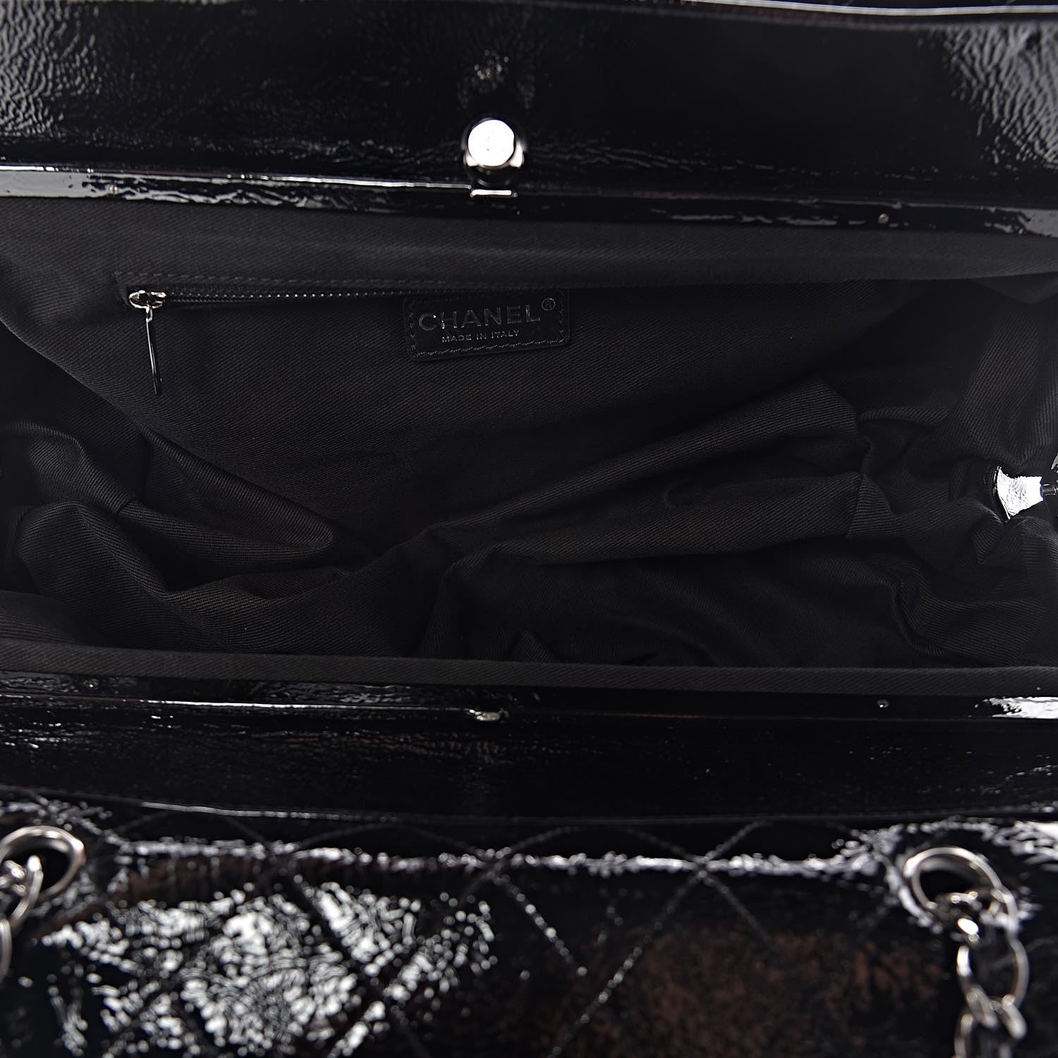 Chanel Distressed Patent Quilted Ritz Flap Bag Black 5 of 11