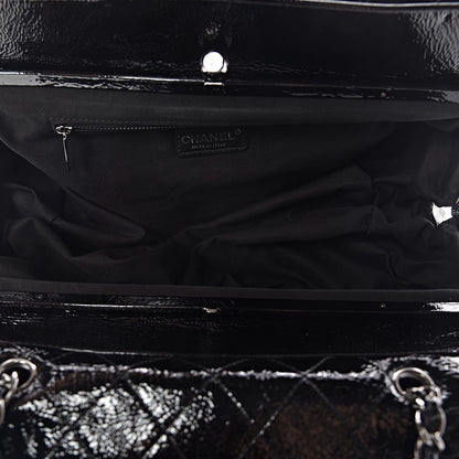 Chanel Distressed Patent Quilted Ritz Flap Bag Black 5 of 11