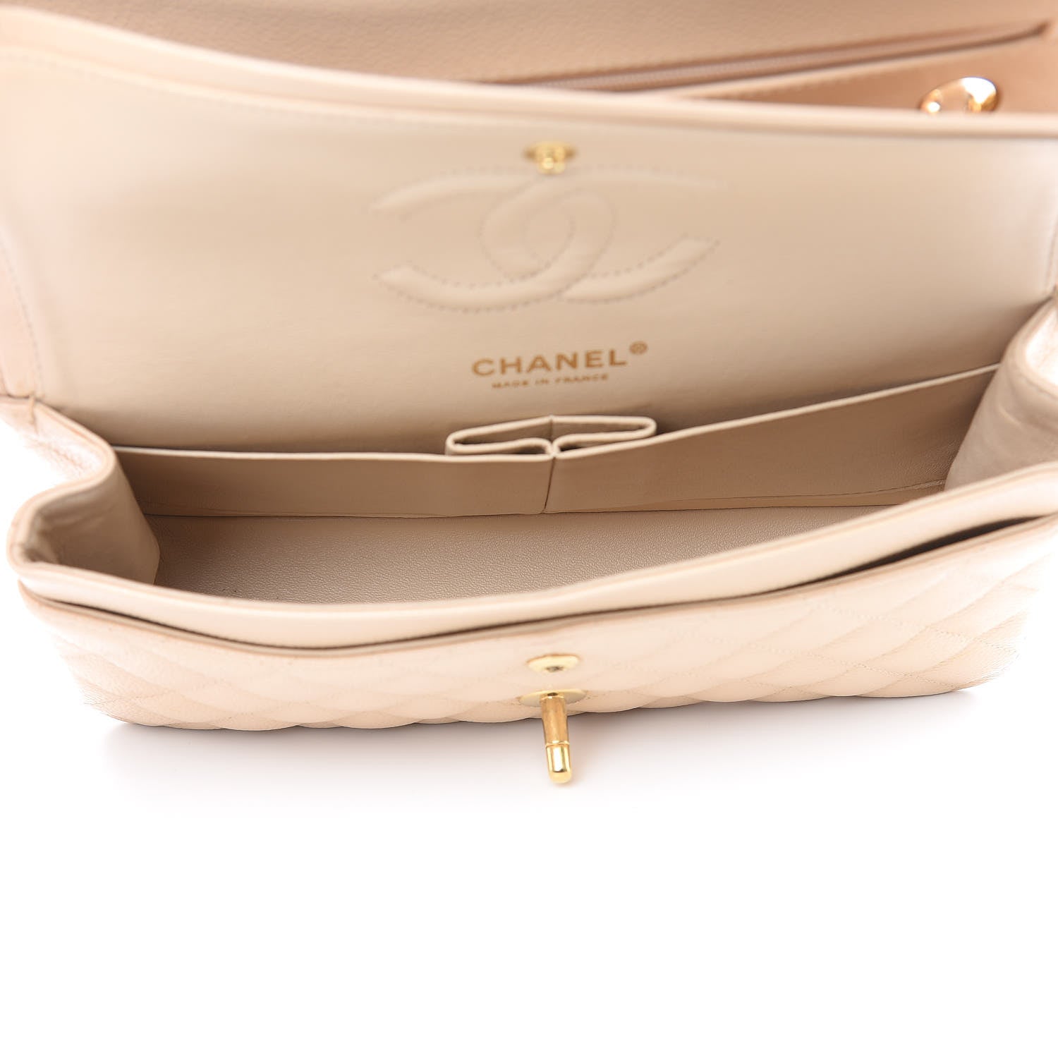 Chanel Caviar Quilted Medium Double Flap Beige Clair 5 of 13